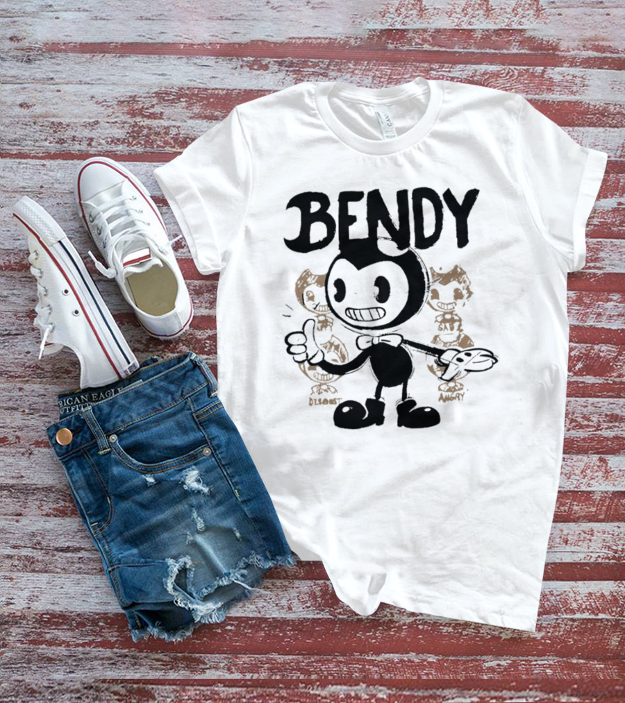 Bendy Cartoon Character With Disgust And Angry Moods T-Shirt
