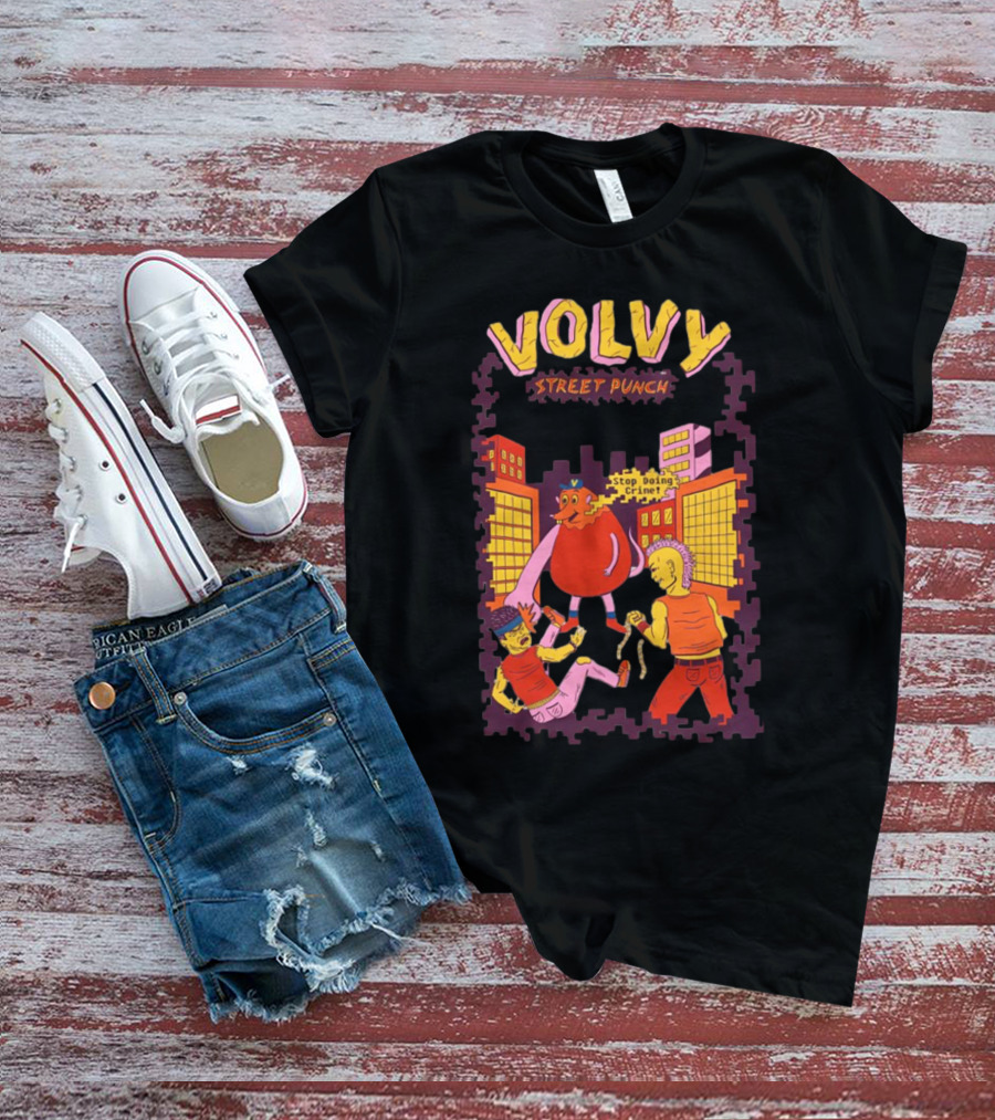 Volvy Street Punch Stop Doing Crime Retro Action T-Shirt