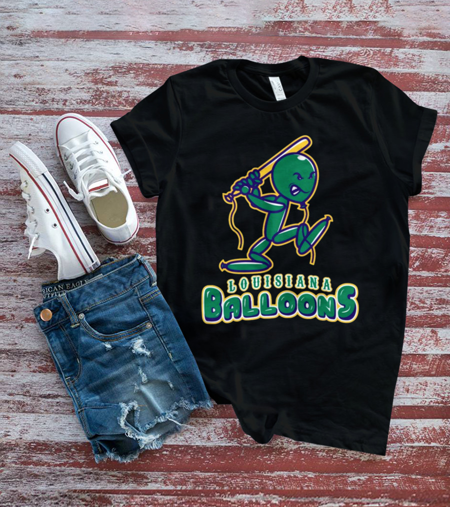 Louisiana Balloons Baseball Mascot Character T-Shirt