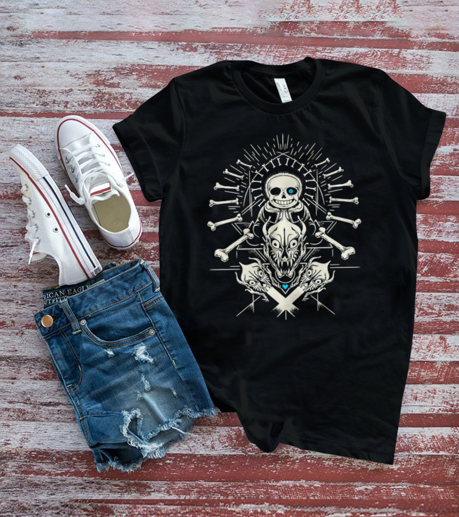 Undertale Megalovania Sans Skull And Bones Iconic Motif T-Shirt