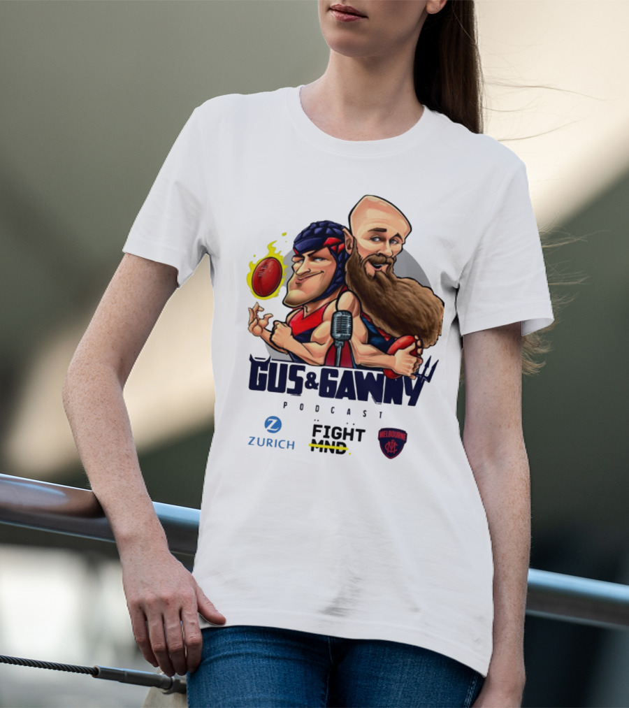 Melbourne Demons Gus And Gawny Podcast Zurich Fight MND AFL Caricature T-Shirt