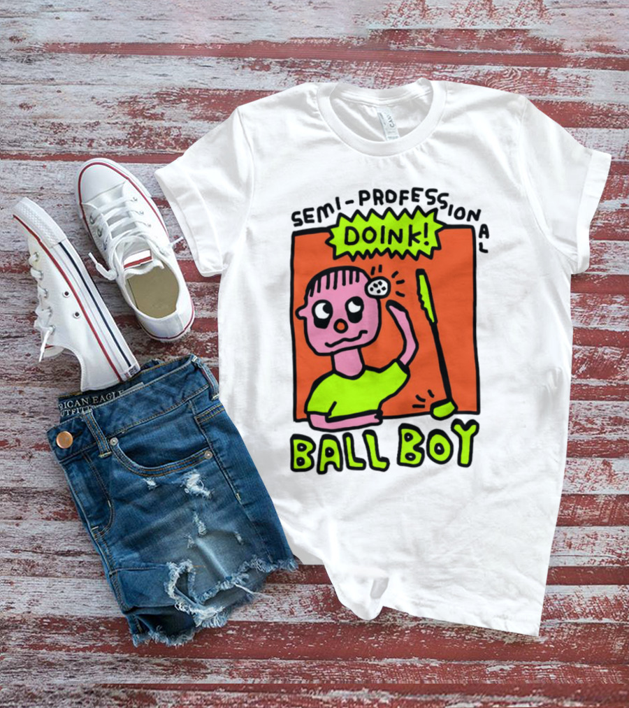 Semi-Professional Doink Ball Boy Comic Character With Club And Speech Bubble T-Shirt