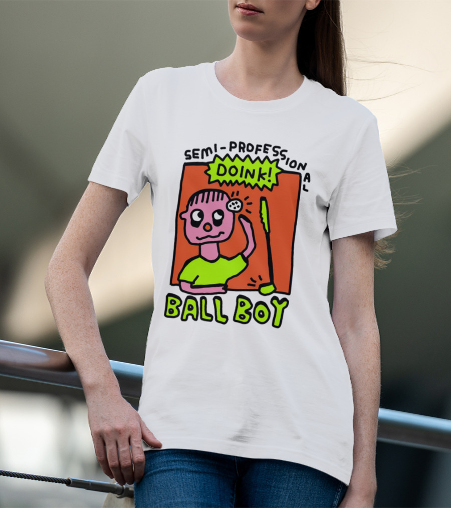 Semi-Professional Doink Ball Boy Comic Character With Club And Speech Bubble T-Shirt