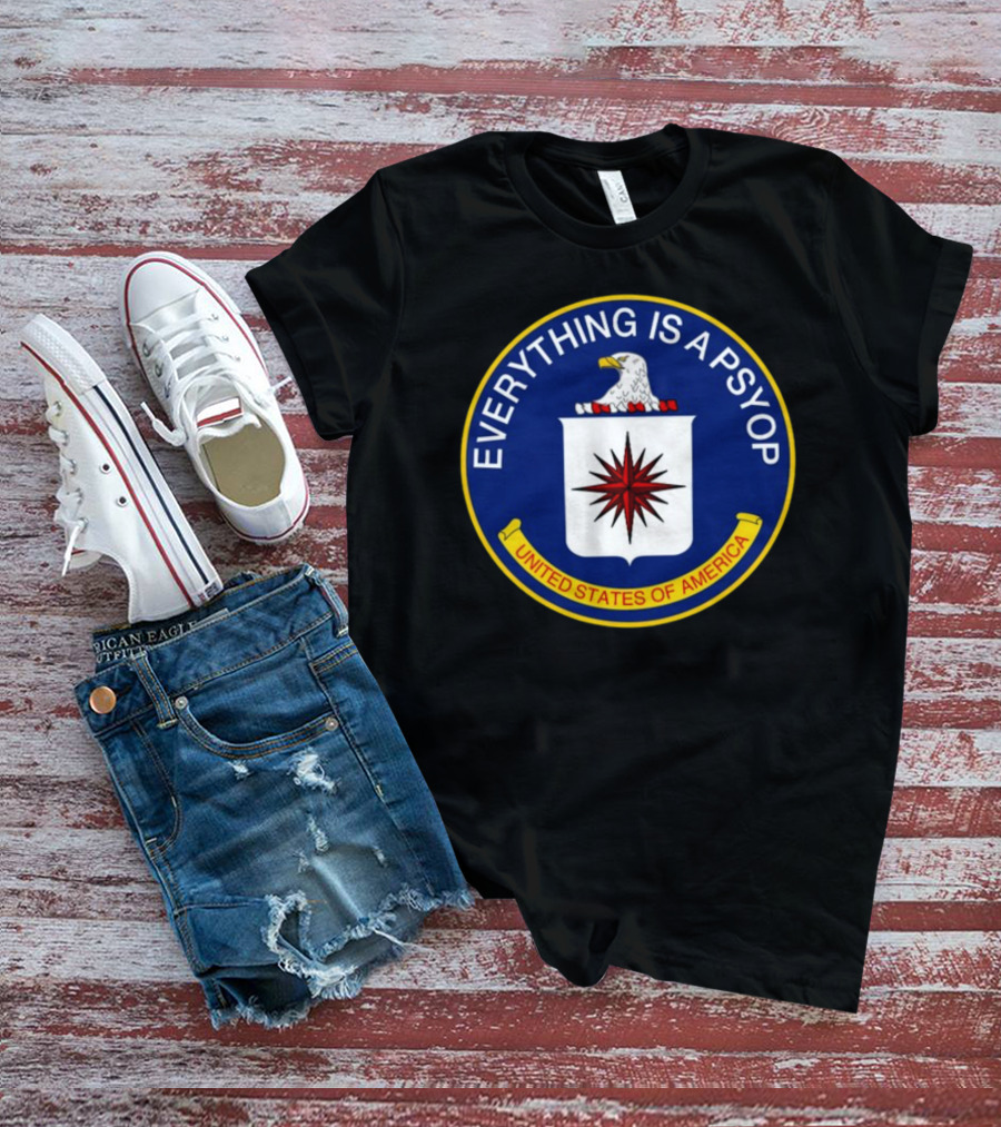 Shitheadsteve Everything Is A Psyop United States Of America CIA Parody Emblem T-Shirt