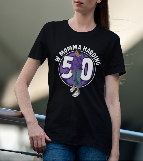 W Momma Harding 50 Purple Hoodie And Sneakers Cartoon T-Shirt