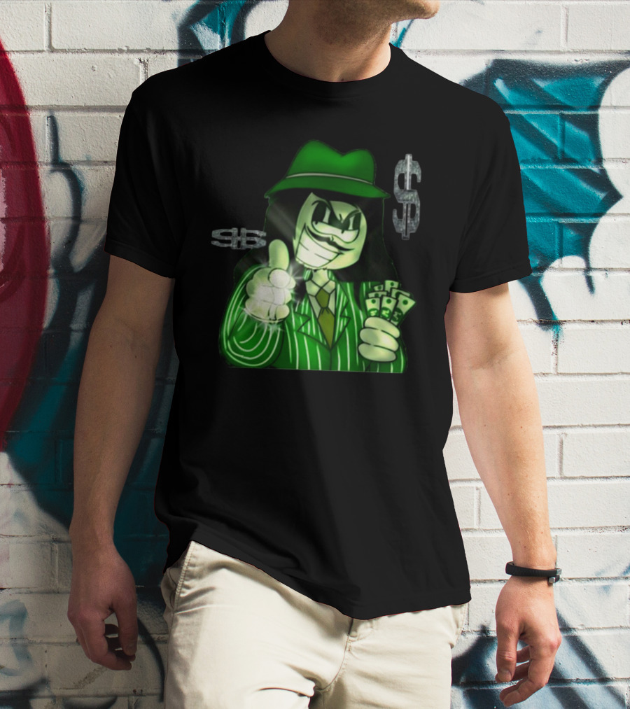 Green Gangsta Spongewhang With Money And Dollar Signs T-Shirt