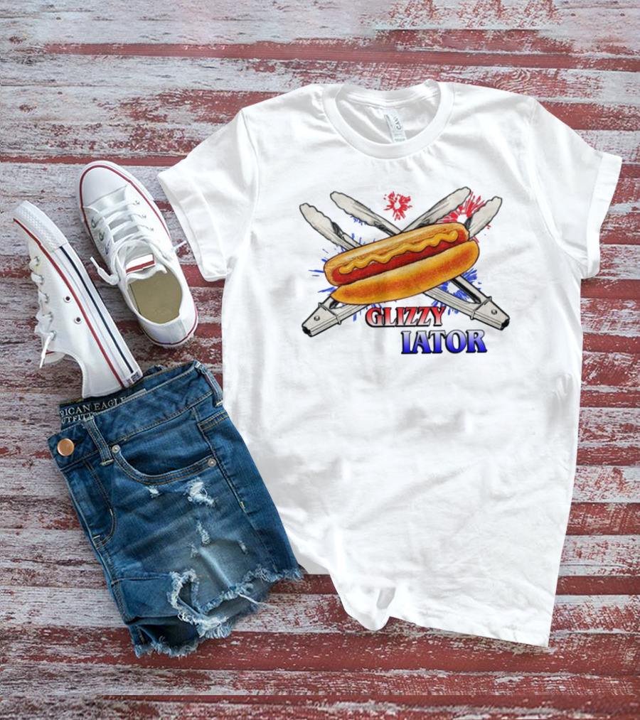 Middleclassfancy Usa Glizzy Gladiator Hot Dog Tongs American Colors T-Shirt