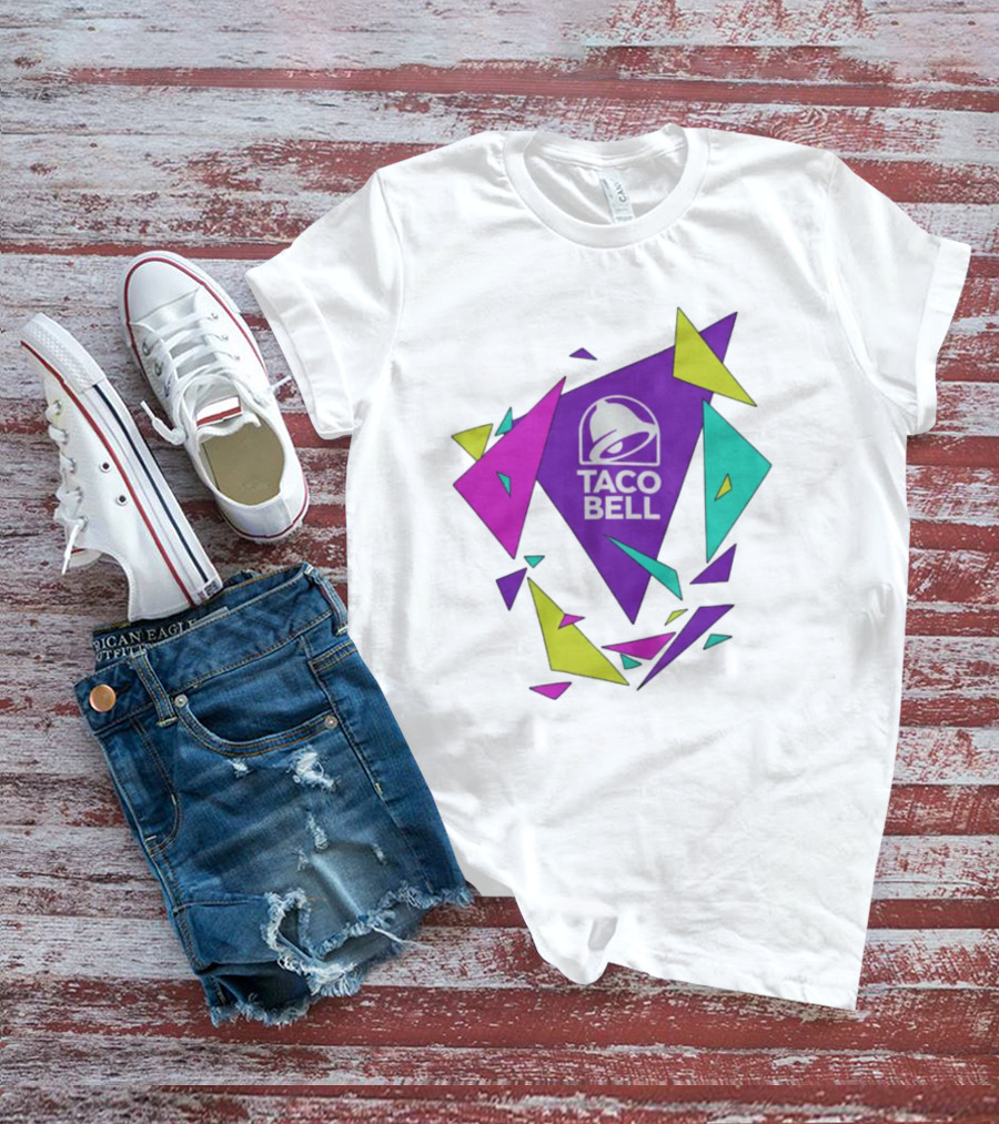 Taco Bell Logo Neon Geometric Shapes T-Shirt