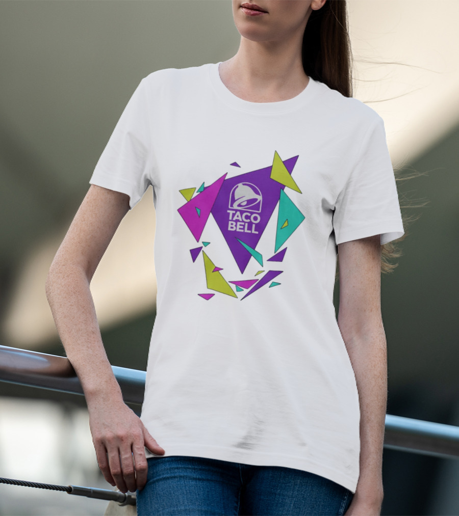 Taco Bell Logo Neon Geometric Shapes T-Shirt