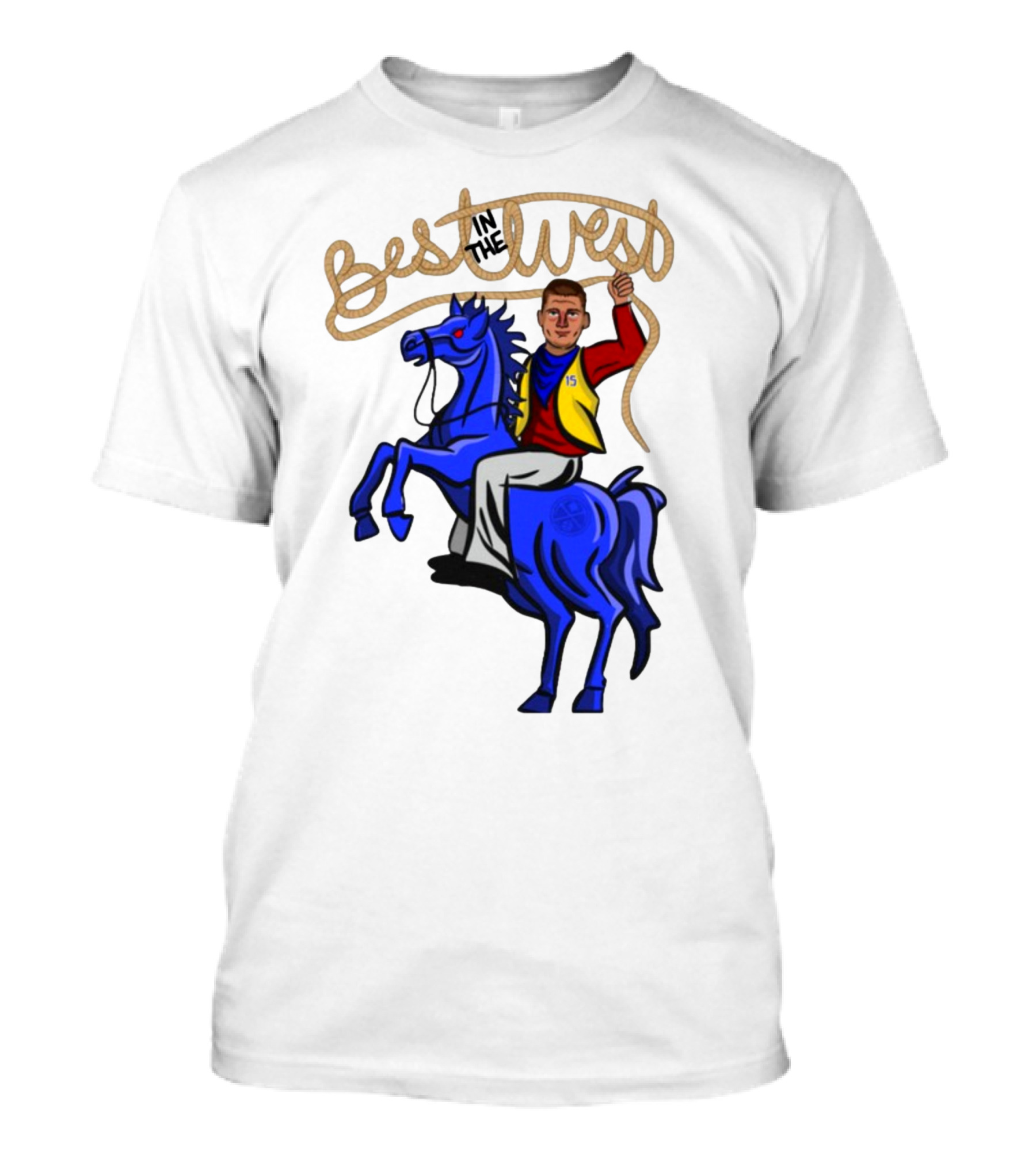 Nikola Jokic In The Best West Riding Blue Horse 15 T-Shirt