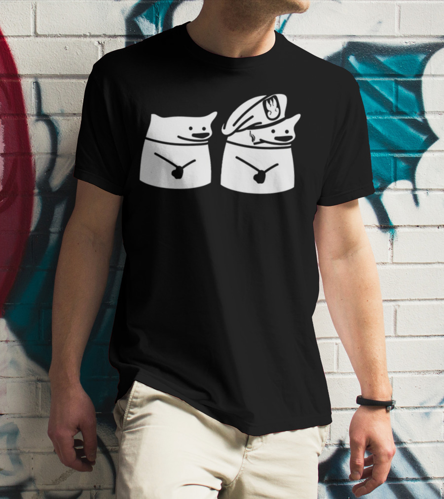 Nafo Ofan Fella Meme Character Pair In Officer Hat T-Shirt