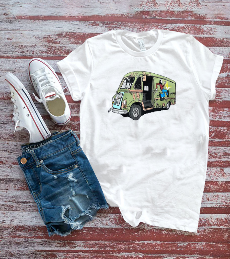 Aerosmith Band Van Camouflage Cartoon Running Starburst Concert T-Shirt