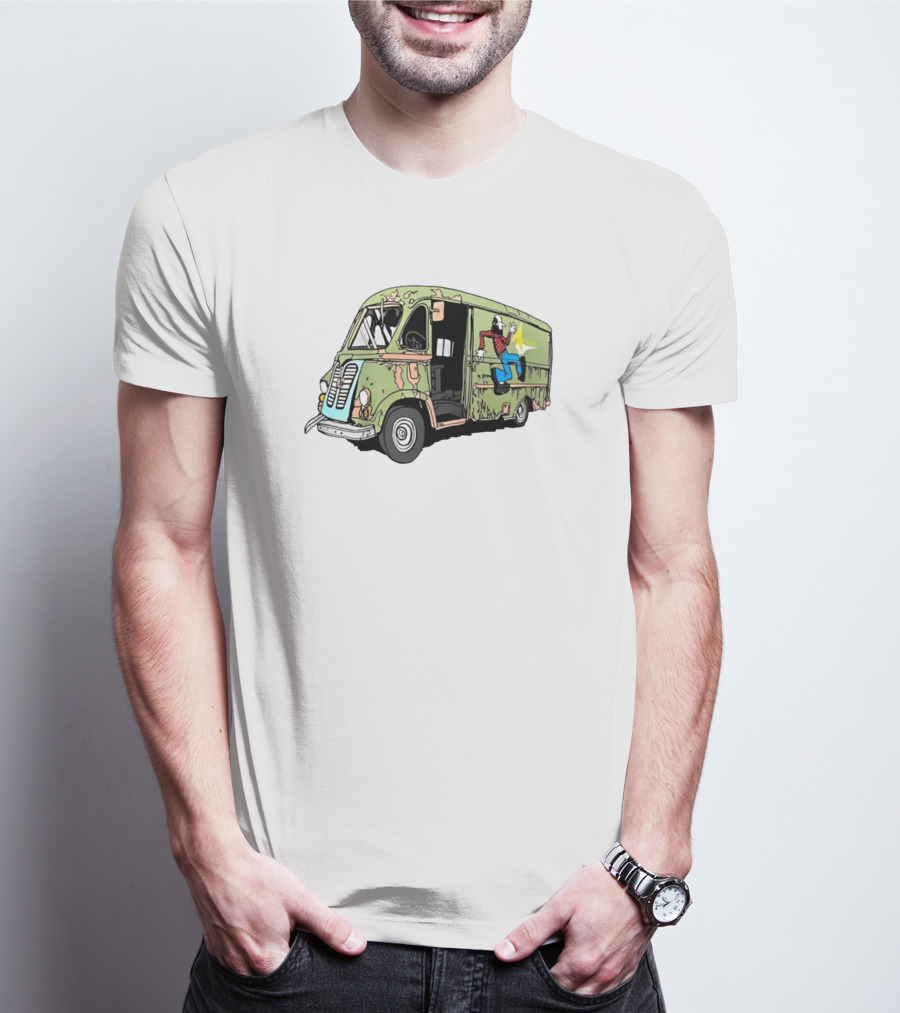 Aerosmith Band Van Camouflage Cartoon Running Starburst Concert T-Shirt