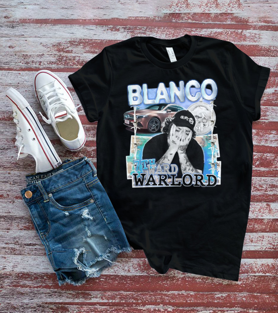 Blanco 7Thward Warlord Money Car Skull Tattoo Barbed Wire Aesthetic T-Shirt