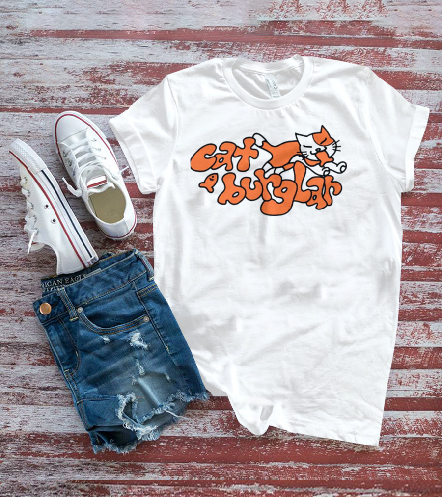 Cat Burglar Playful Cartoon Cat With Fish Bone T-Shirt