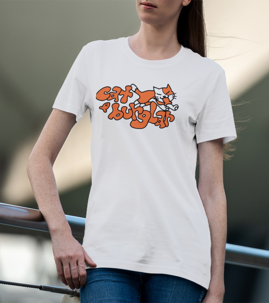 Cat Burglar Playful Cartoon Cat With Fish Bone T-Shirt