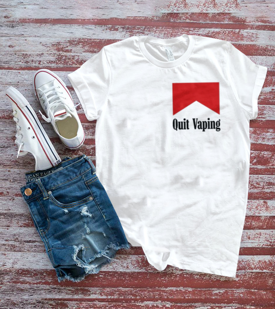 Quit Vaping Be A Man Red Triangle Message T-Shirt