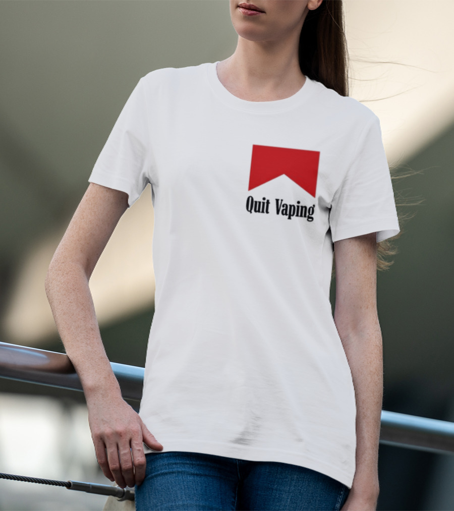 Quit Vaping Be A Man Red Triangle Message T-Shirt