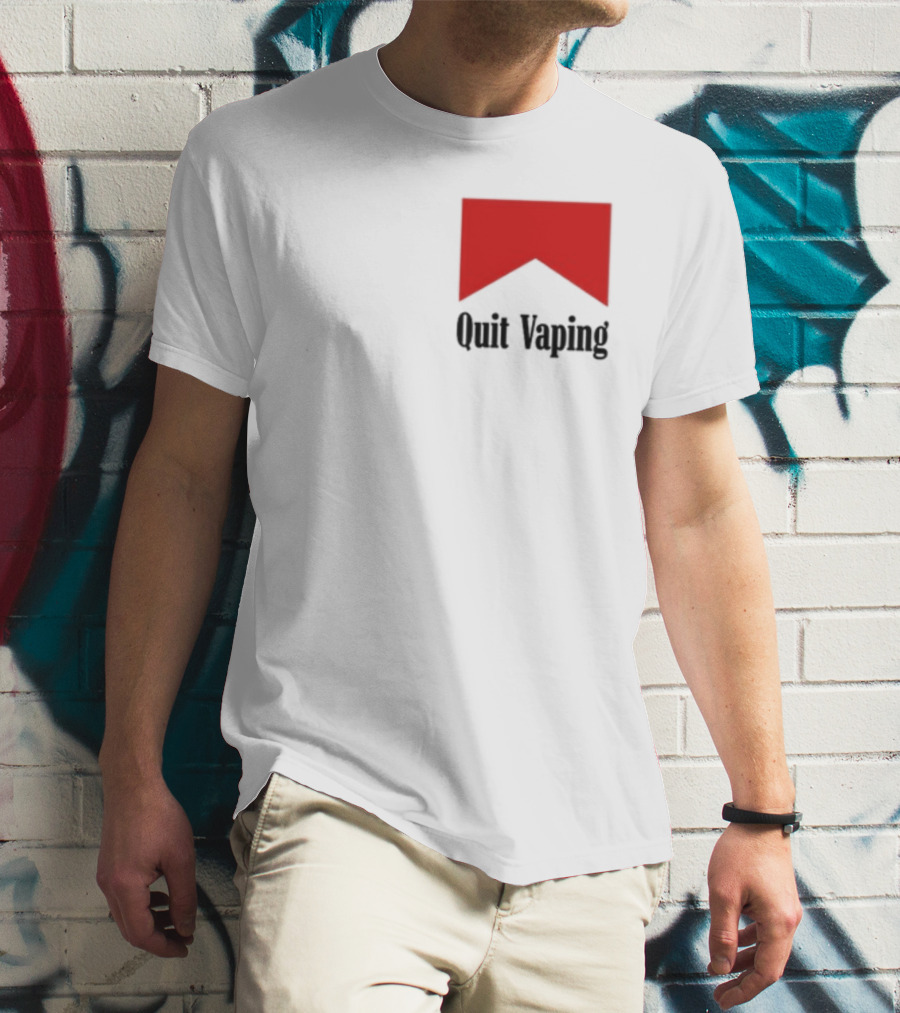 Quit Vaping Be A Man Red Triangle Message T-Shirt