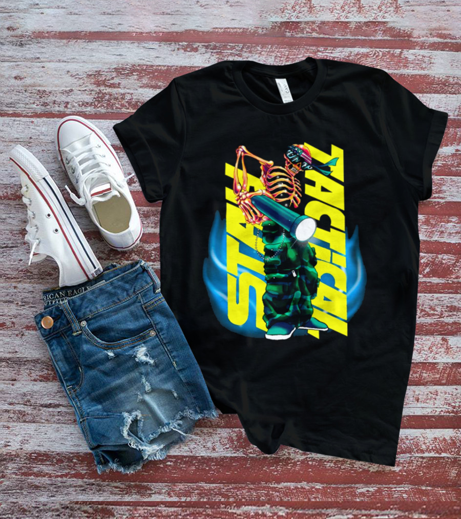 Stay Tactical Neon Skeleton Graffiti T-Shirt