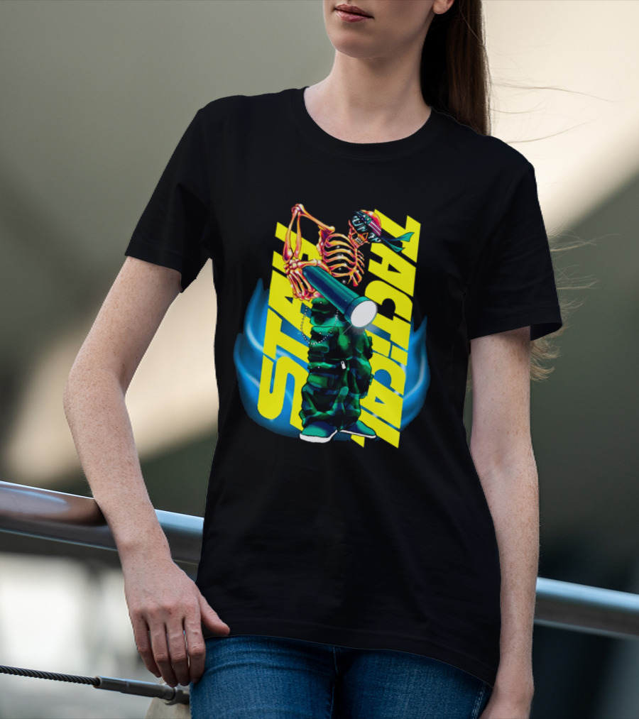 Stay Tactical Neon Skeleton Graffiti T-Shirt
