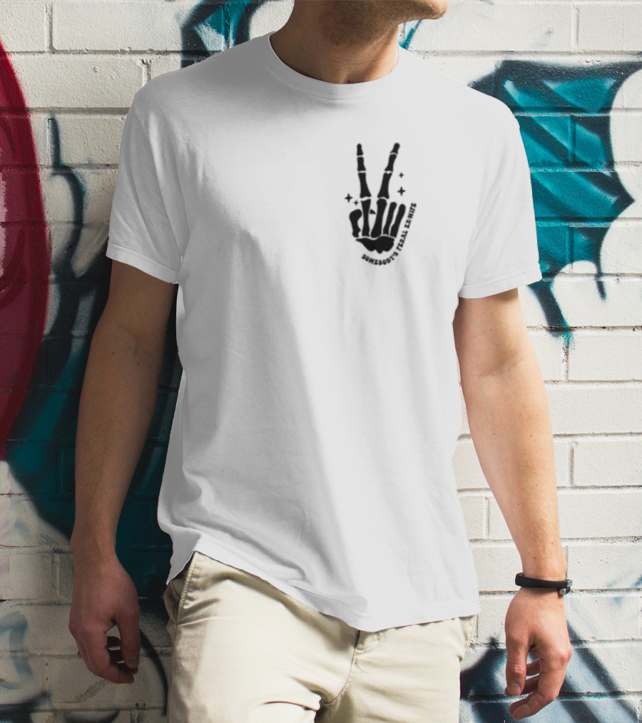 Somebody's Feral Ex Wife Skeleton Peace Hand Gesture T-Shirt