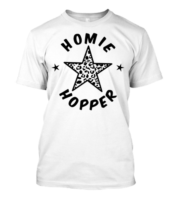 Baddie Wearing Pink Homie Hopper Leopard Star T-Shirt