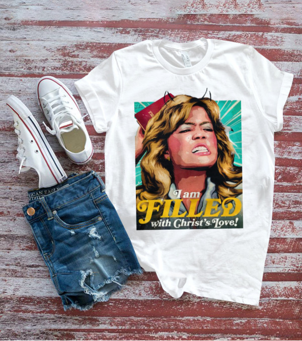 I Am Filled With Christ's Love Vintage Comic Style Woman Holding Bible T-Shirt