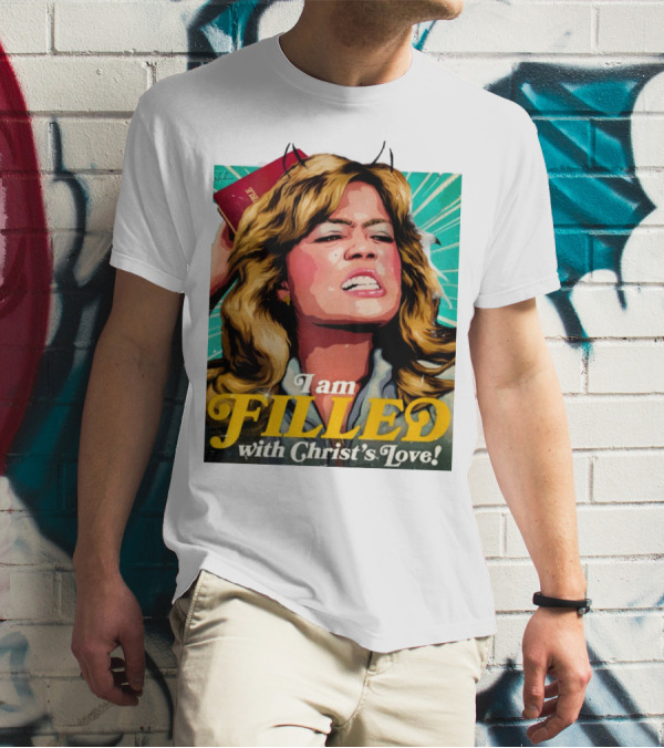 I Am Filled With Christ's Love Vintage Comic Style Woman Holding Bible T-Shirt