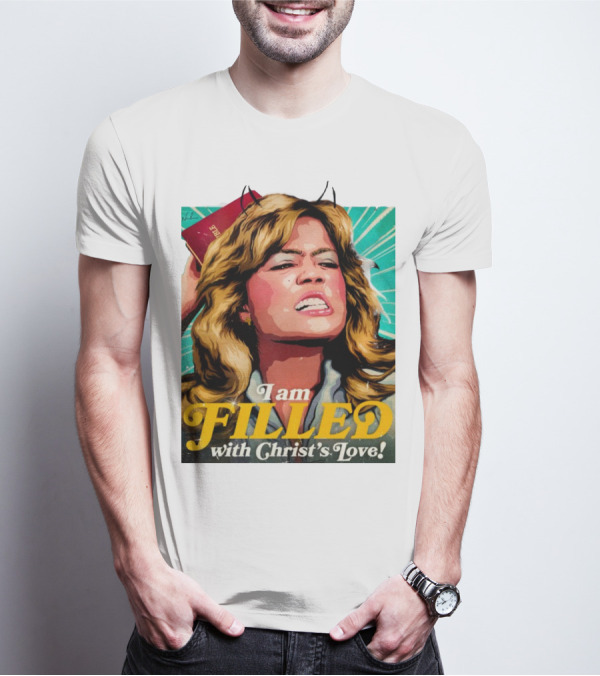 I Am Filled With Christ's Love Vintage Comic Style Woman Holding Bible T-Shirt