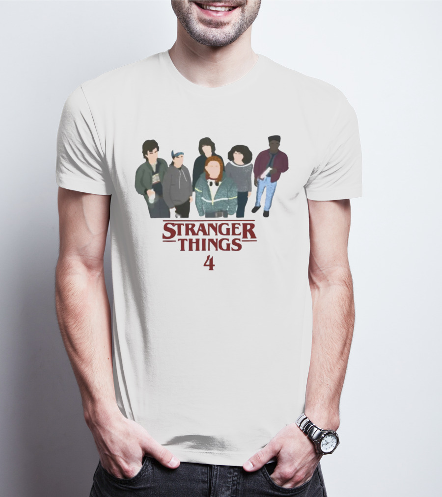 Stranger Things 4 Cast Illustration Steve Harrington Group T-Shirt