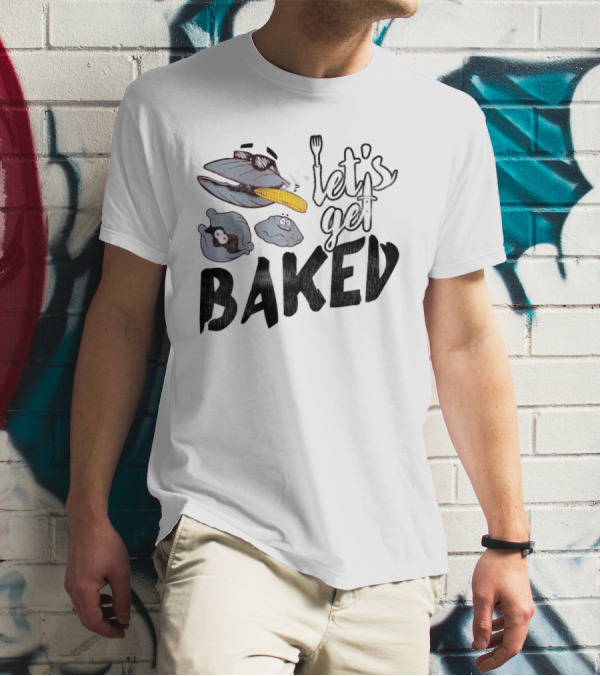 Cape Cod Clams Let's Get Baked With Corn And Cutlery Motif T-Shirt