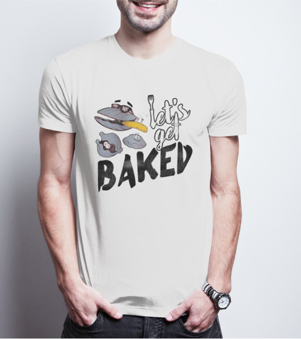 Cape Cod Clams Let's Get Baked With Corn And Cutlery Motif T-Shirt