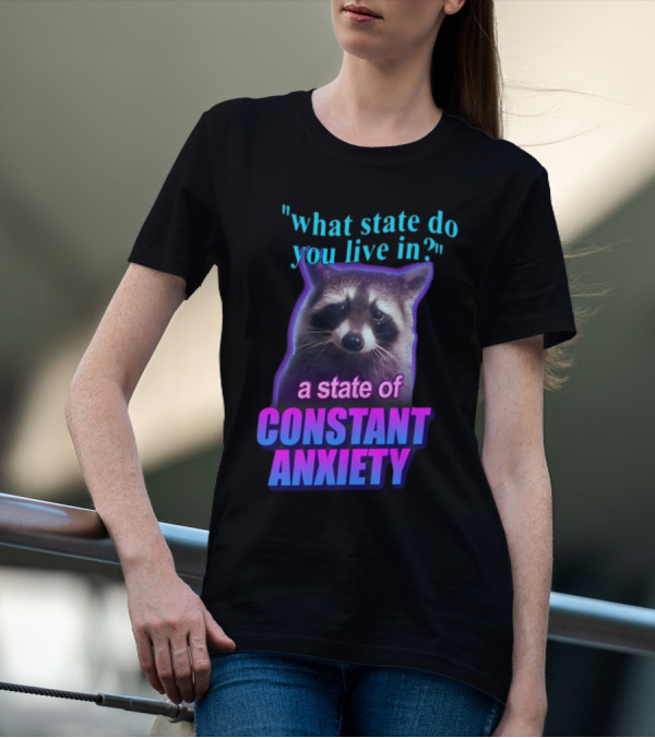 State Of Constant Anxiety Raccoon Humor T-Shirt