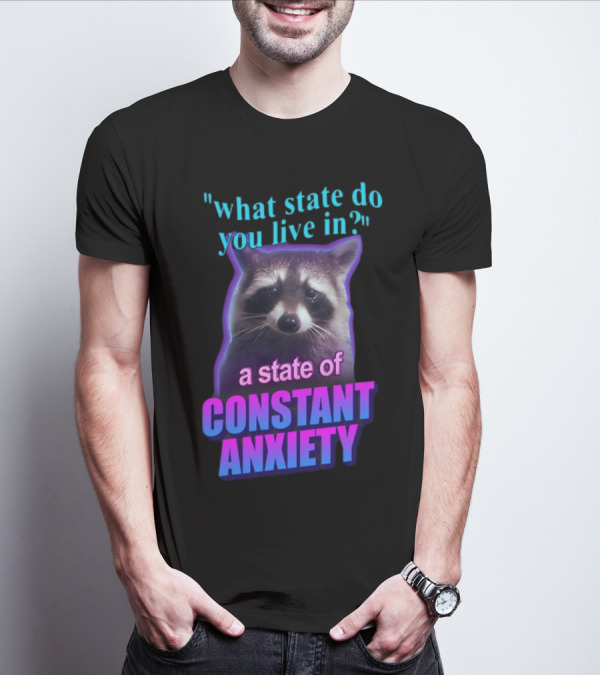 State Of Constant Anxiety Raccoon Humor T-Shirt