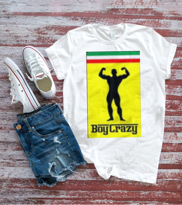 Boy Crazy Italia Bodybuilding Silhouette Italian Flag T-Shirt