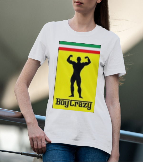 Boy Crazy Italia Bodybuilding Silhouette Italian Flag T-Shirt