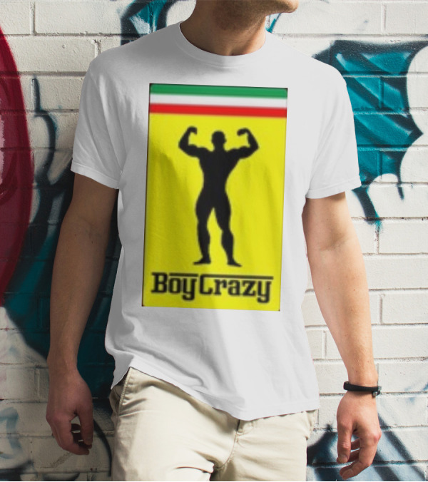 Boy Crazy Italia Bodybuilding Silhouette Italian Flag T-Shirt