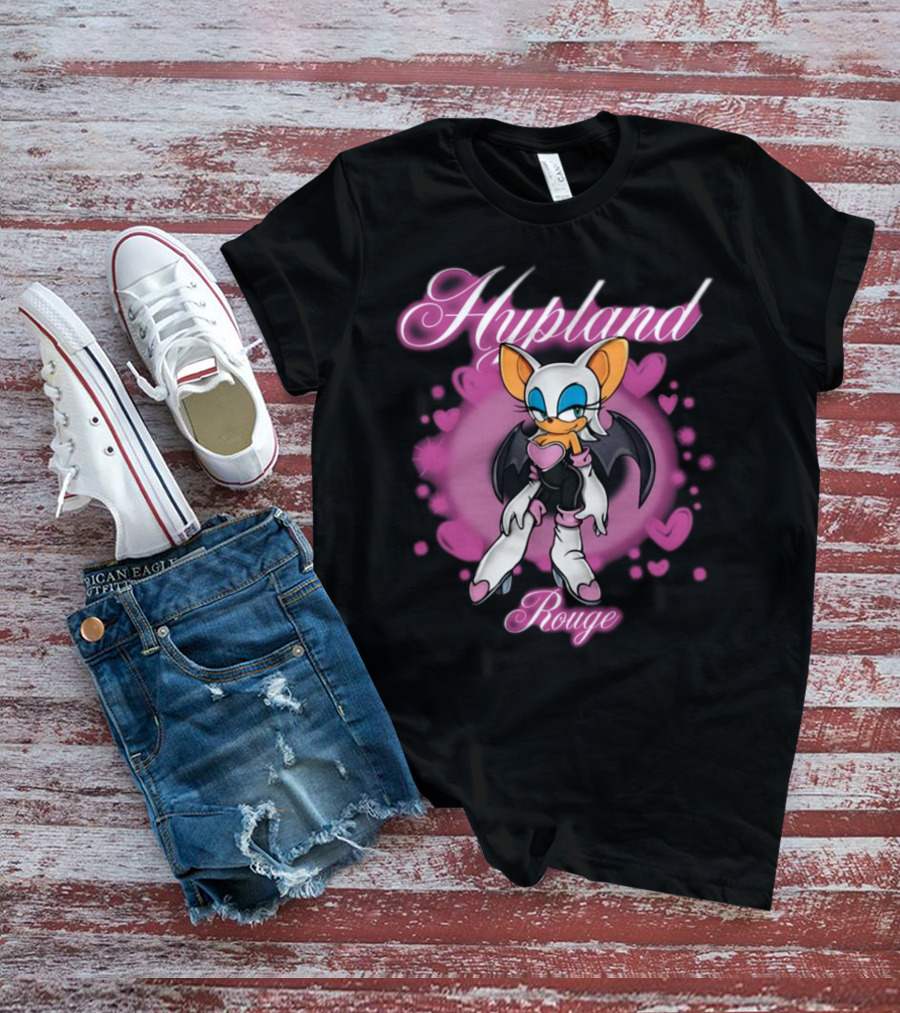 Hypland Rouge Bat Character Surrounded By Pink Hearts T-Shirt