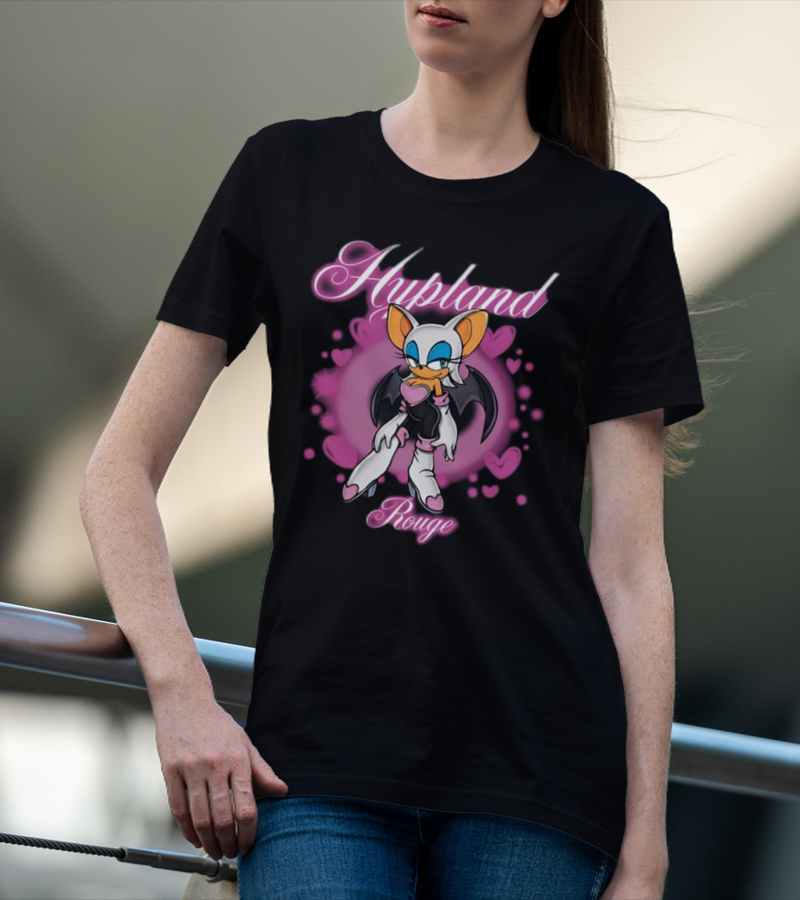 Hypland Rouge Bat Character Surrounded By Pink Hearts T-Shirt