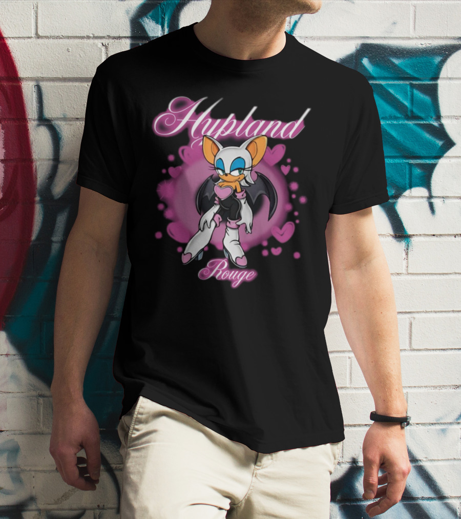 Hypland Rouge Bat Character Surrounded By Pink Hearts T-Shirt