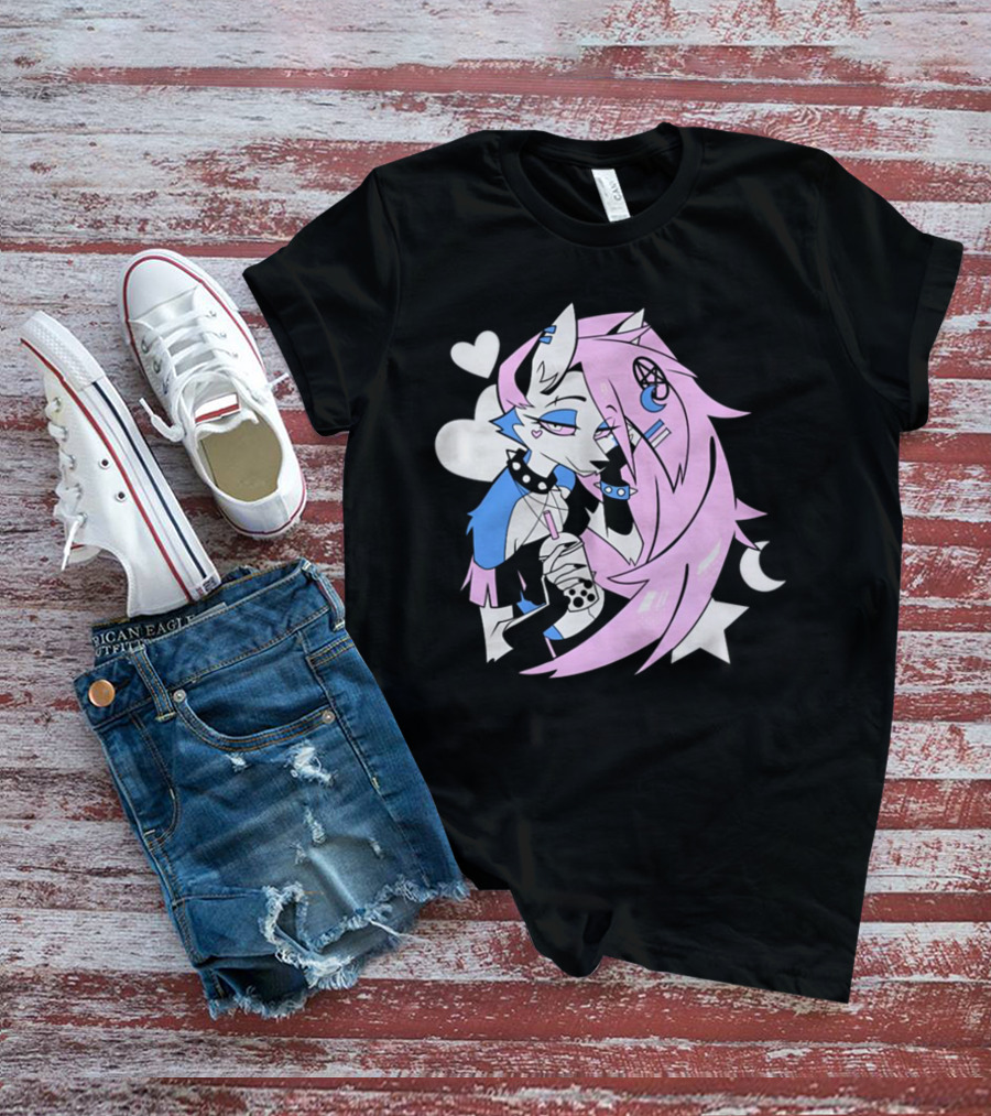 Trans Colored Loona Pastel Goth Aesthetic With Heart And Star Symbols T-Shirt