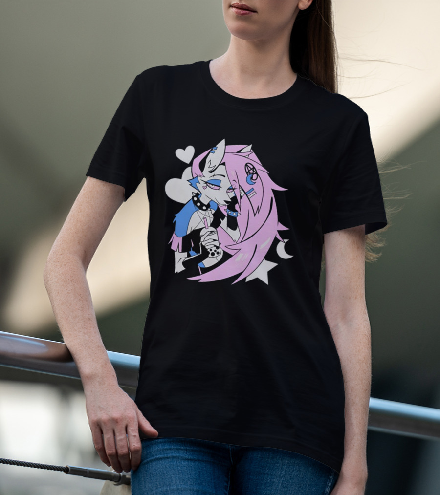 Trans Colored Loona Pastel Goth Aesthetic With Heart And Star Symbols T-Shirt