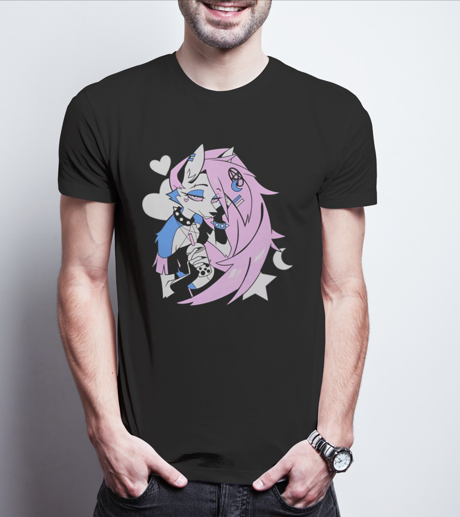 Trans Colored Loona Pastel Goth Aesthetic With Heart And Star Symbols T-Shirt