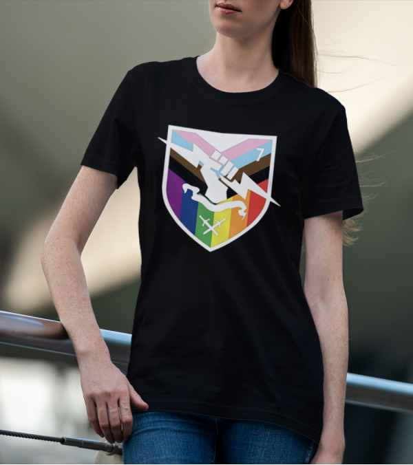 Bungie Pride Progress Flag Fist Lightning Shield T-Shirt