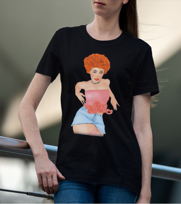 Icespicemusic Ice Spice Red Hair Pink Top Denim Skirt T-Shirt