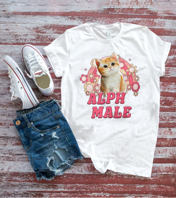 Alpha Male Kitten Retro Florals T-Shirt