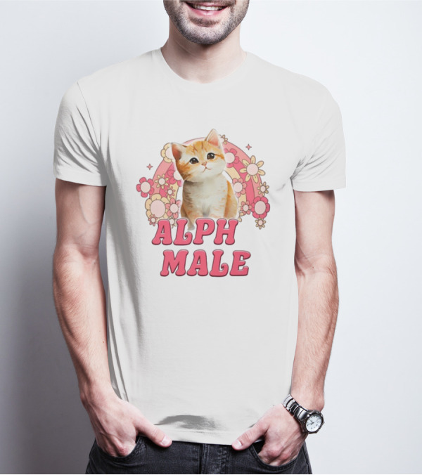 Alpha Male Kitten Retro Florals T-Shirt