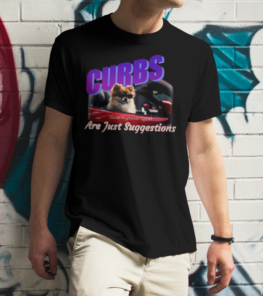 Curbs Are Just Suggestions SwankySwamprat Dog In Car T-Shirt