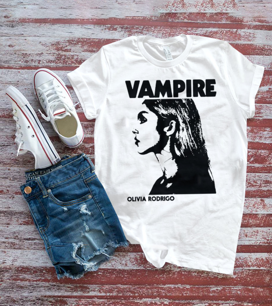 Vampire Olivia Rodrigo Silhouette Black And White Profile T-Shirt